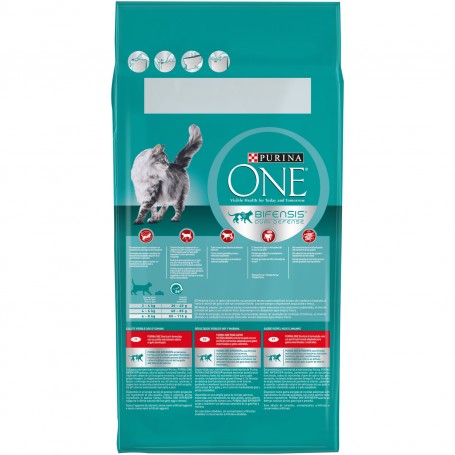 Información de Purina One Bifensis Esterilizados rico en Salmón y Trigo
