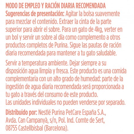 Ración diaria PURINA GOURMET Crystal Soup salmón natural servido con vegetales y atún natural servido con gambas