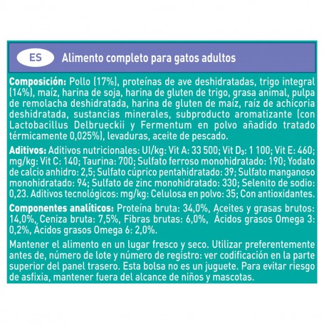 PURINA ONE Bifensis Pelaje y Bolas de Pelo rico en Pollo y Cereales