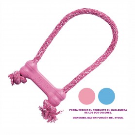 Kong Puppy Goodie Bone con Cuerda Rosa - Azul