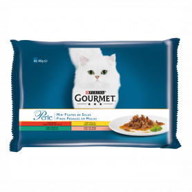 Purina Gourmet Perle Finas láminas en Salsa con Buey, Pollo, Conejo...