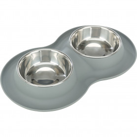 Set Comederos silicona/acero inoxidable