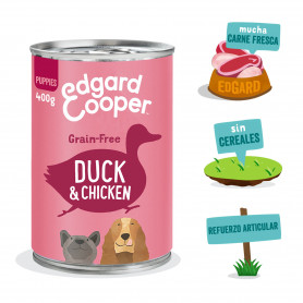 Edgard & Cooper, latas sin cereales con pato y pollo para cachorros