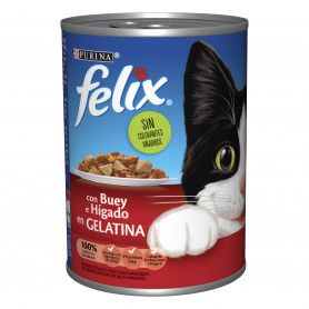 Purina Félix Pack 24 latas Estándar Buey e Hígado en Gelatina 