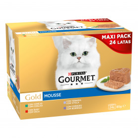 PURINA GOURMET Gold   Mousse Pack Surtido Conejo, Buey, Ternera y...