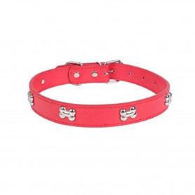 Outlet collar de cuero rojo con huesos plateados NOBLEZA Talla L