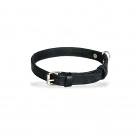 Outlet Collar de polipiel negro con chapa Talla S