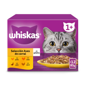 Whiskas Comida Húmeda para Gatos Adultos Selección Aves en Gelatina...