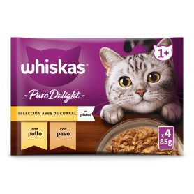 Whiskas Comida Húmeda en gelatina para Gatos Adultos Selección Aves 