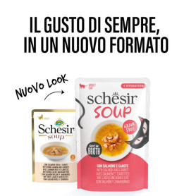 Schesir Salmón Rosado y Zanahoria Sopa para Gatos