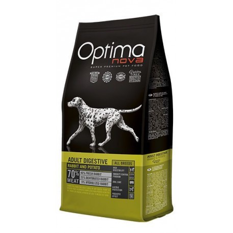 Optima Nova Adult Digestive Rabbit & Potato, pienso para perros naturales