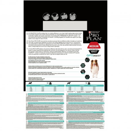 Información nutricional de pienso Purina Pro Plan Medium Adult Sensitive Digestion