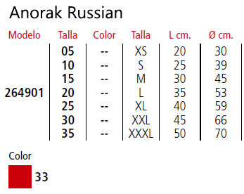 Anorak Russian Medidas